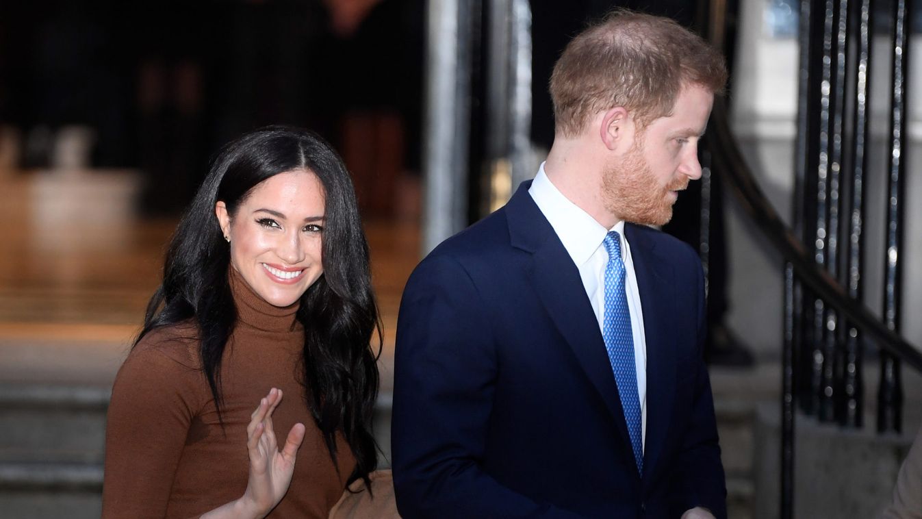 Britain's Prince Harry and his wife Meghan, Duchess of Sussex, leave Canada House in London