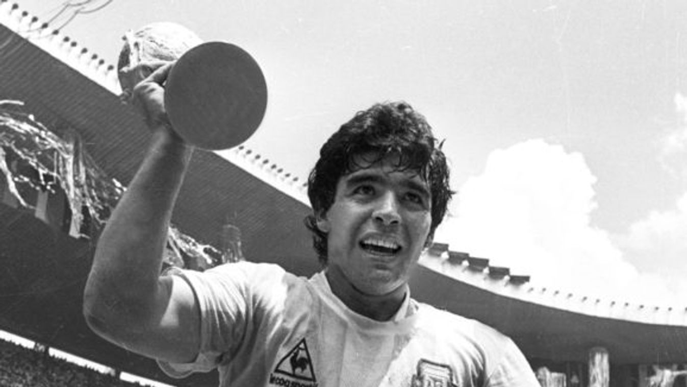 FILE PHOTO OF DIEGO MARADONA HOLDING UP THE WORLD CUP TROPHY.