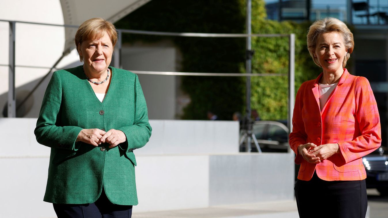 German Chancellor Merkel welcomes EC President von der Leyen before in Berlin