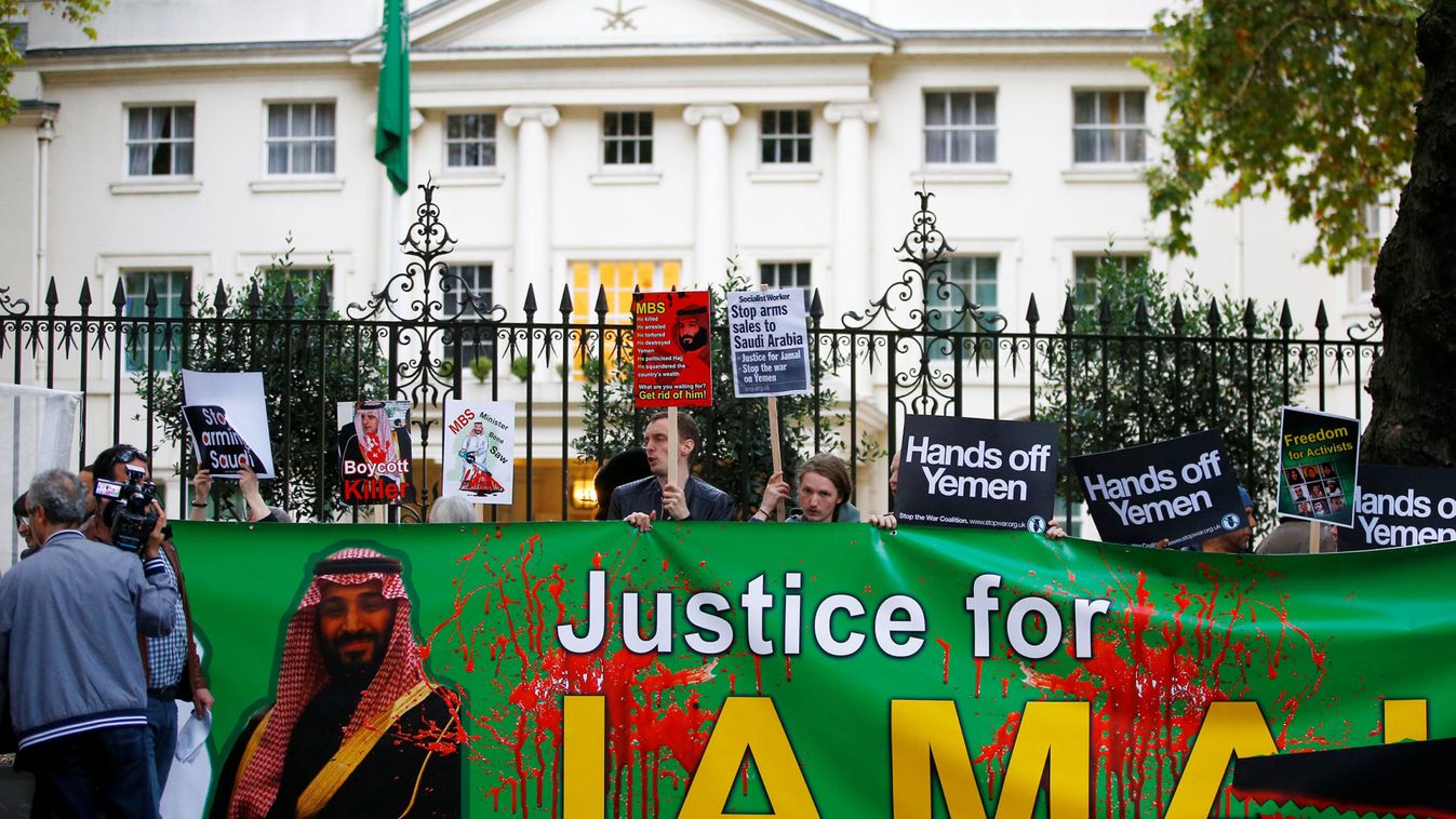 Demonstration outside Saudi Arabian Embassy in London