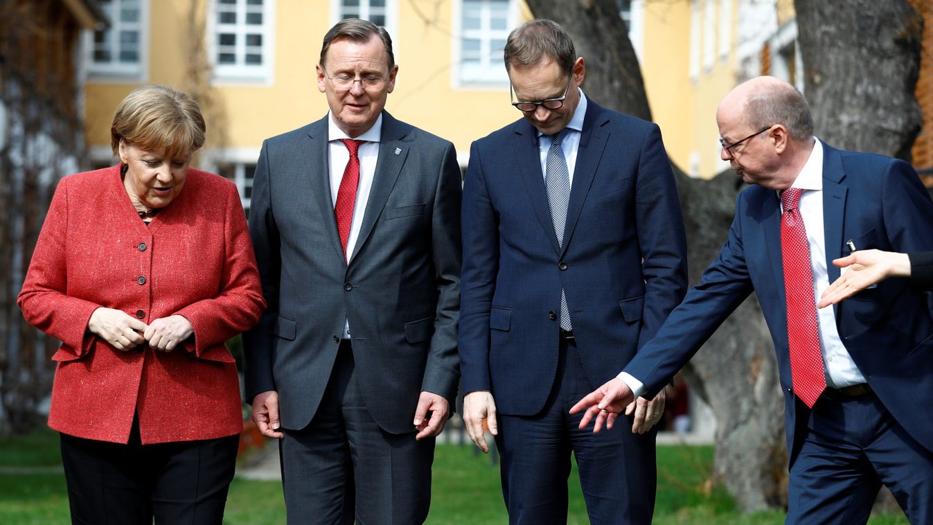 German Chancellor Merkel meets eastern Germany's Prime Ministers in Neudietendorf