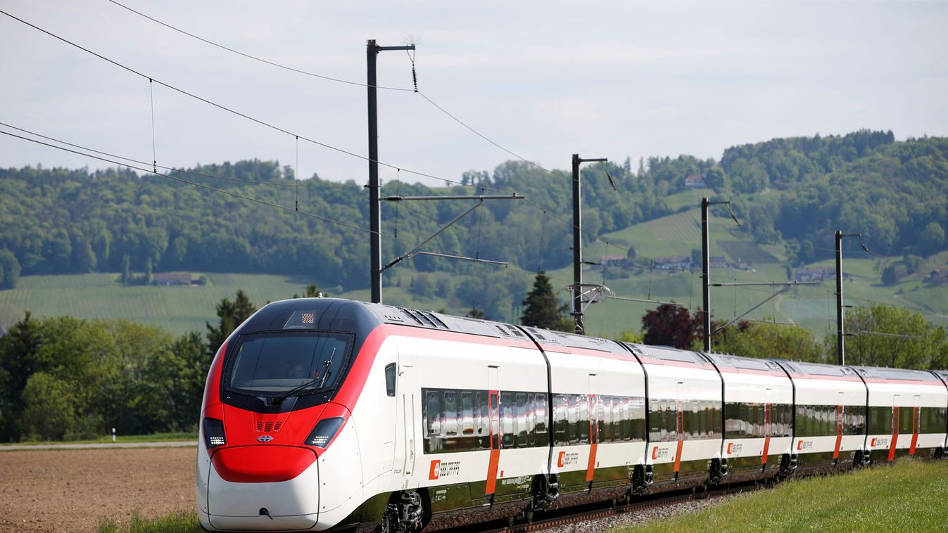 A new Stadler Rail Giruno high-speed train is seen in Bussnang