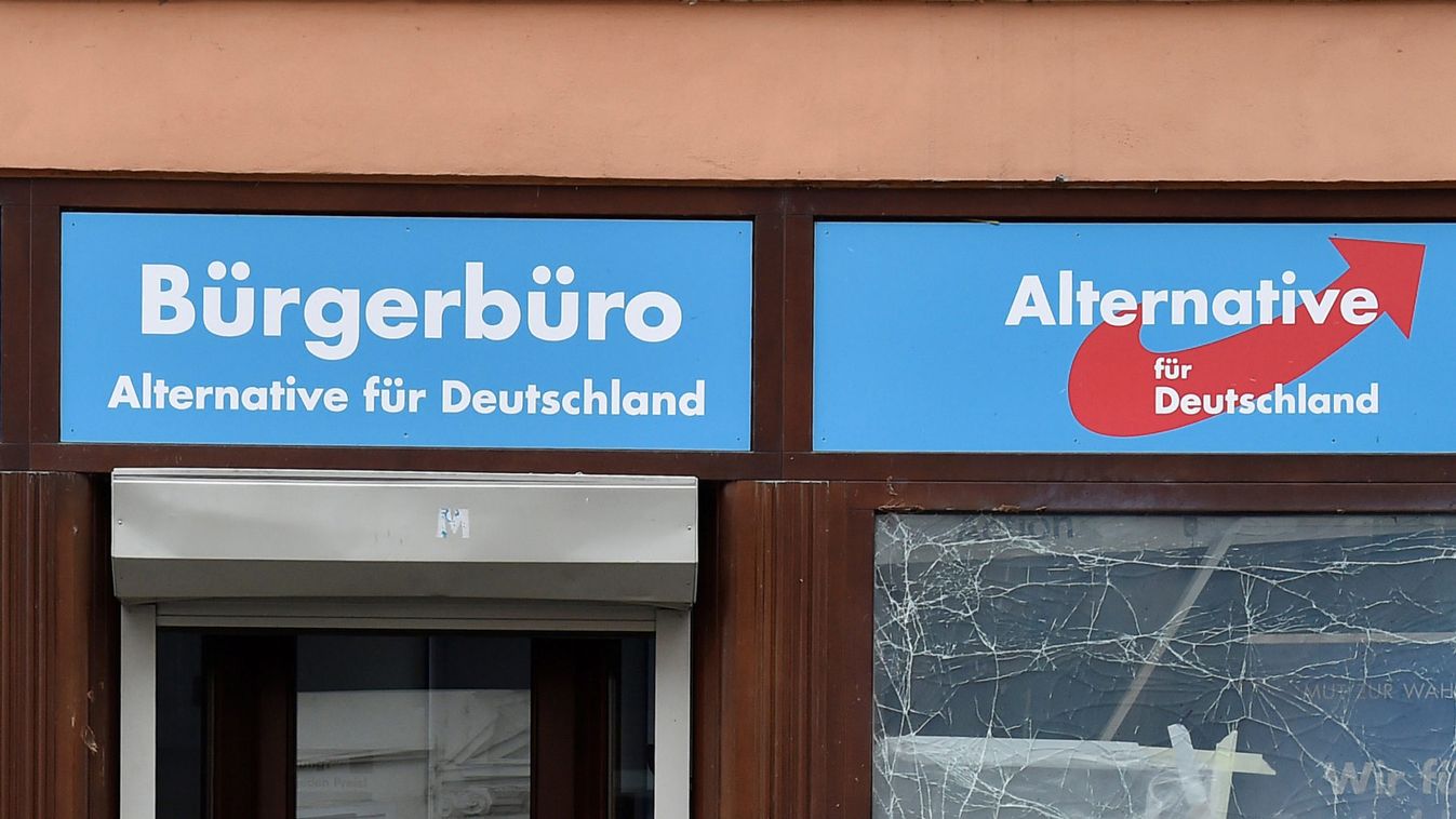 AfD far-right party office after it eas hit by an explosion in Doebeln