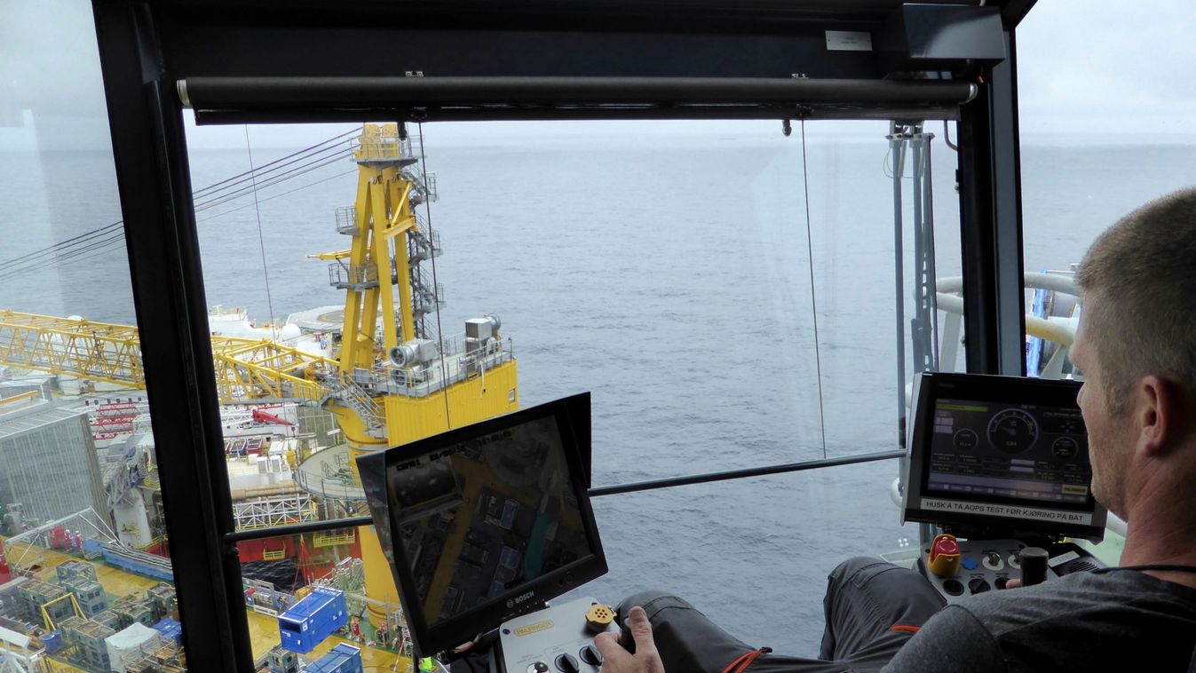 An operator works on Equinor's oil platformin Johan Sverdrup oilfield in the North Sea