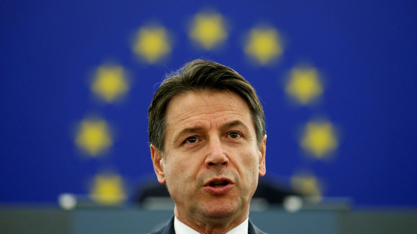 Italy's Prime Minister Conte addresses the European Parliament during a debate on the future of Europe in Strasbourg