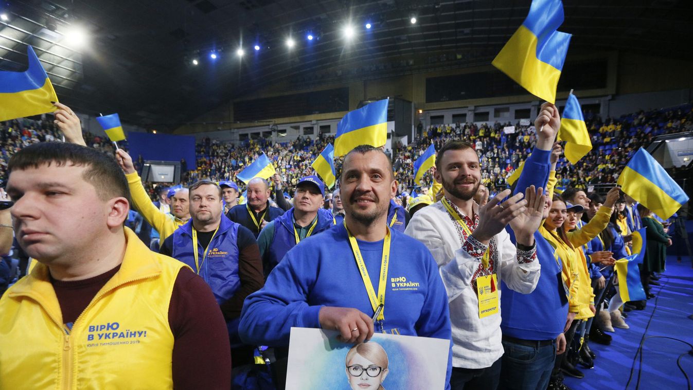Supporters of Batkivshchyna party leader Tymoshenko attend a congress in Kiev