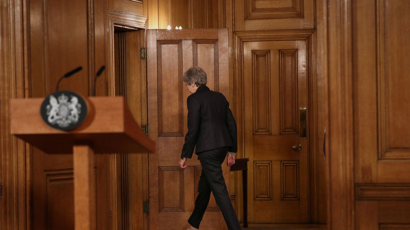 Britain's Prime Minister Theresa May leaves after making a statement about Brexit in Downing Street in London
