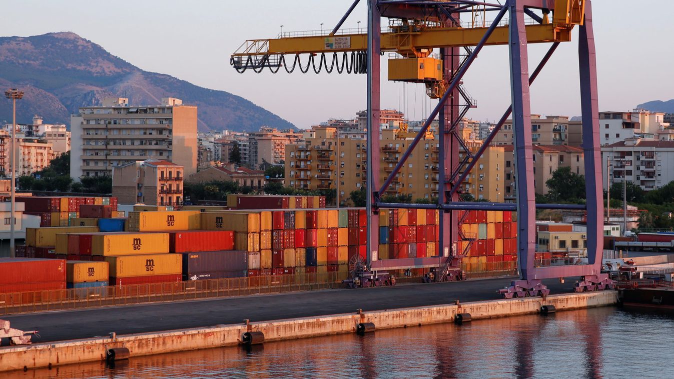 A containers area is seen in the port of Palermo