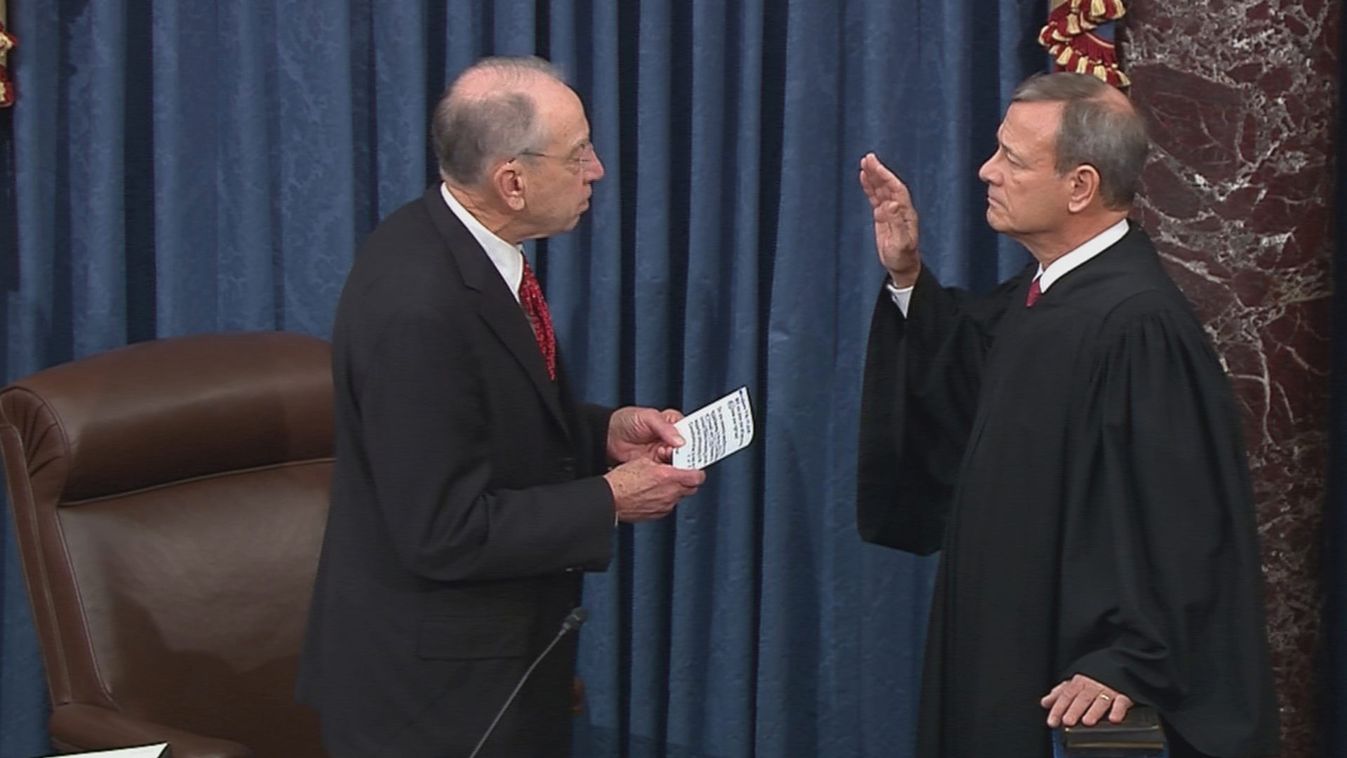 Chief Justice Roberts is sworn in to preside over impeachment trial of President Trump at the U.S. Capitol in Washington