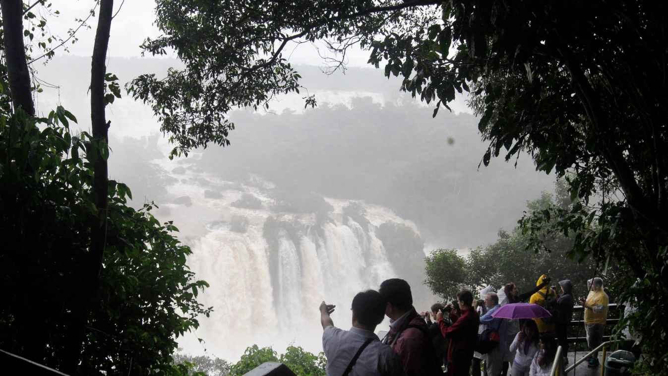 A view of the Iguazu waterfalls from the Brazilian side in Foz do Iguacu