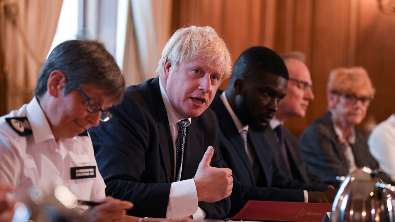 Britain's Prime Minister Boris Johnson attends a roundtable on the criminal justice system at 10 Downing Street in London
