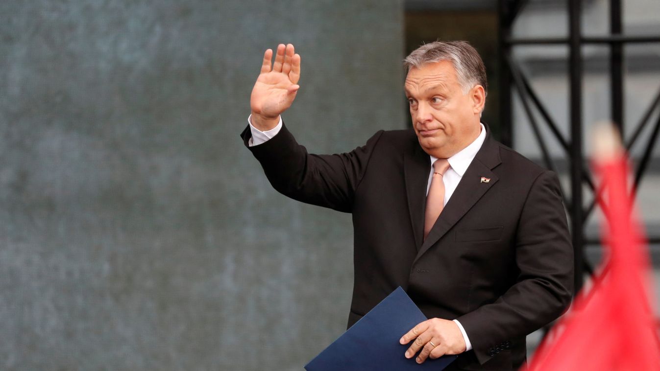Hungarian Prime Minister Viktor Orban delivers a speech during the celebrations of the anniversary of the Hungarian Uprising of 1956, in Budapest