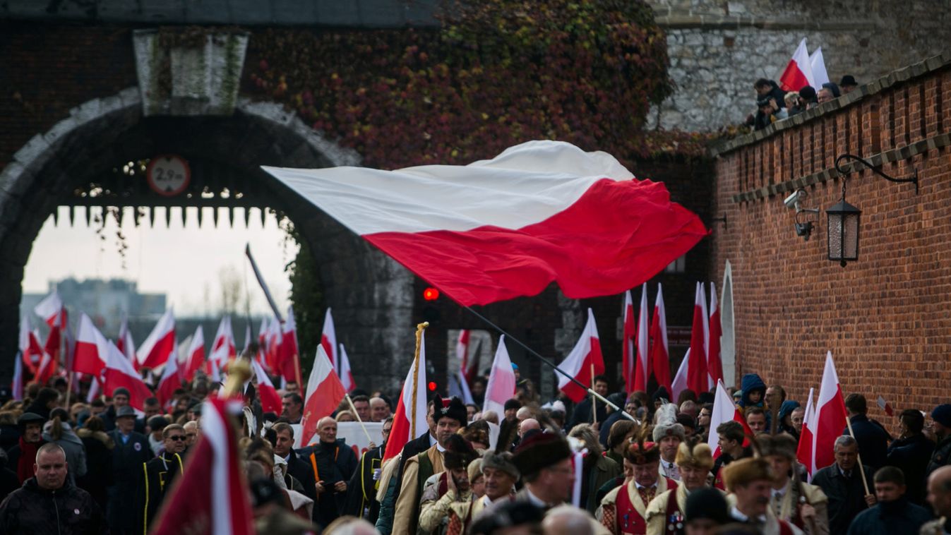 People mark the National Independence Day in Krakow