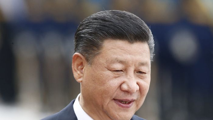 Chinese President Xi Jinping takes part in welcoming ceremony upon his arrival at Moscow's Vnukovo airport