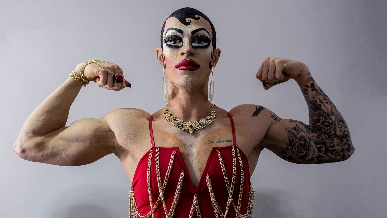 Drag queen, Hellena Borgys, poses for picture backstage at the Miss Gay Brasil 2018, in Juiz de Fora