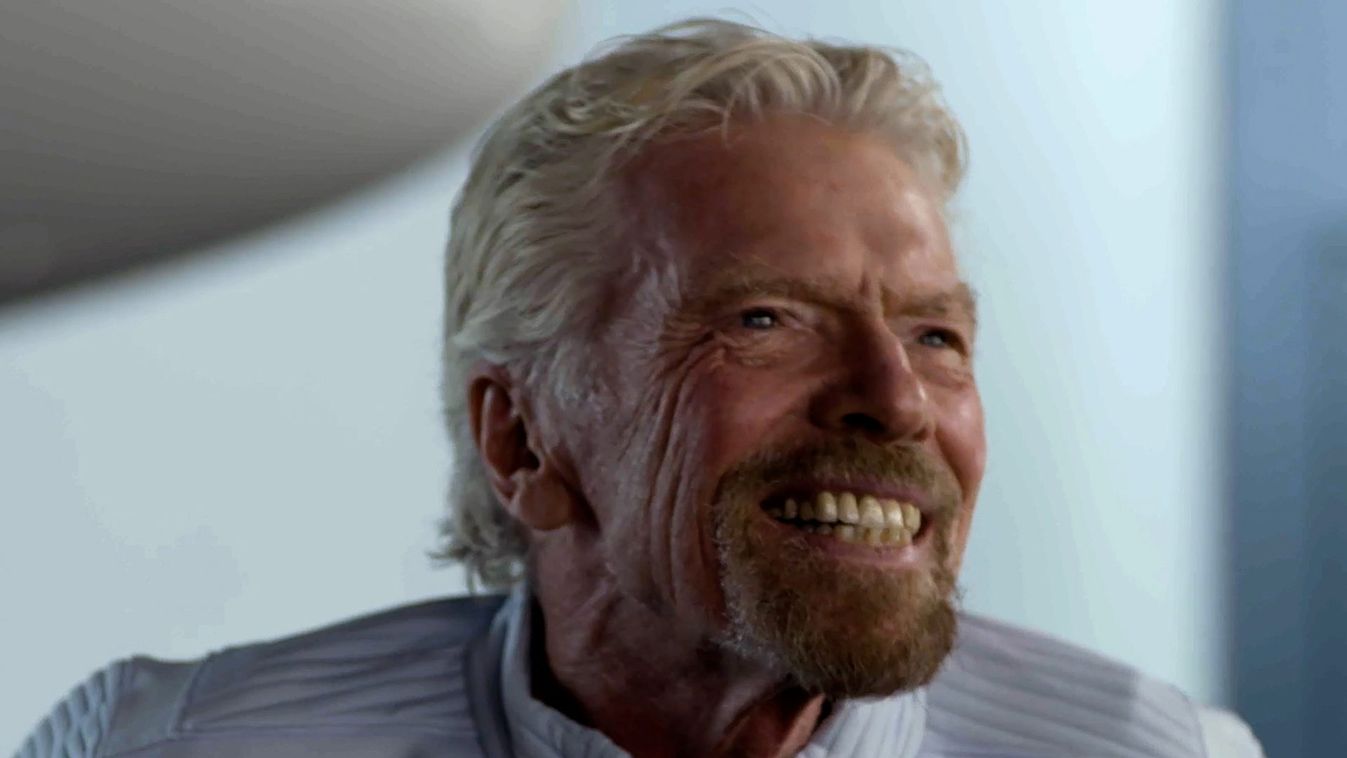 Richard Branson attends a briefing about Virgin Galactic's passenger rocket plane