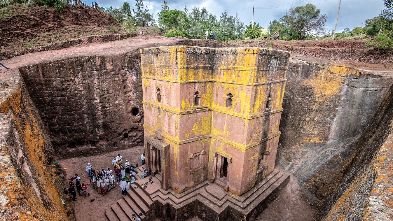 Rock hewn monolithic church of  Bet Giyorgis (Church of St. George) in Lalibela , Ethiopia