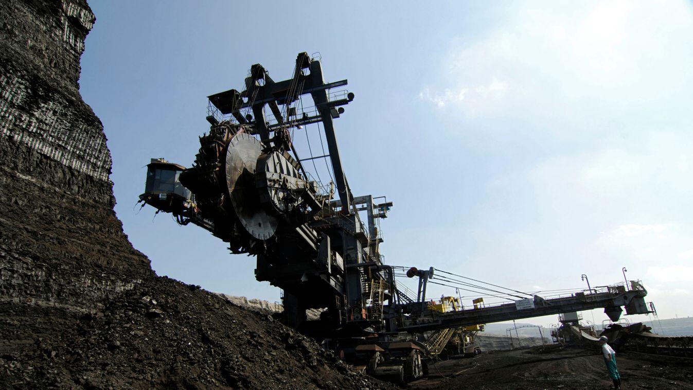 Coal excavation at the Vrsany surface coal mine outside the