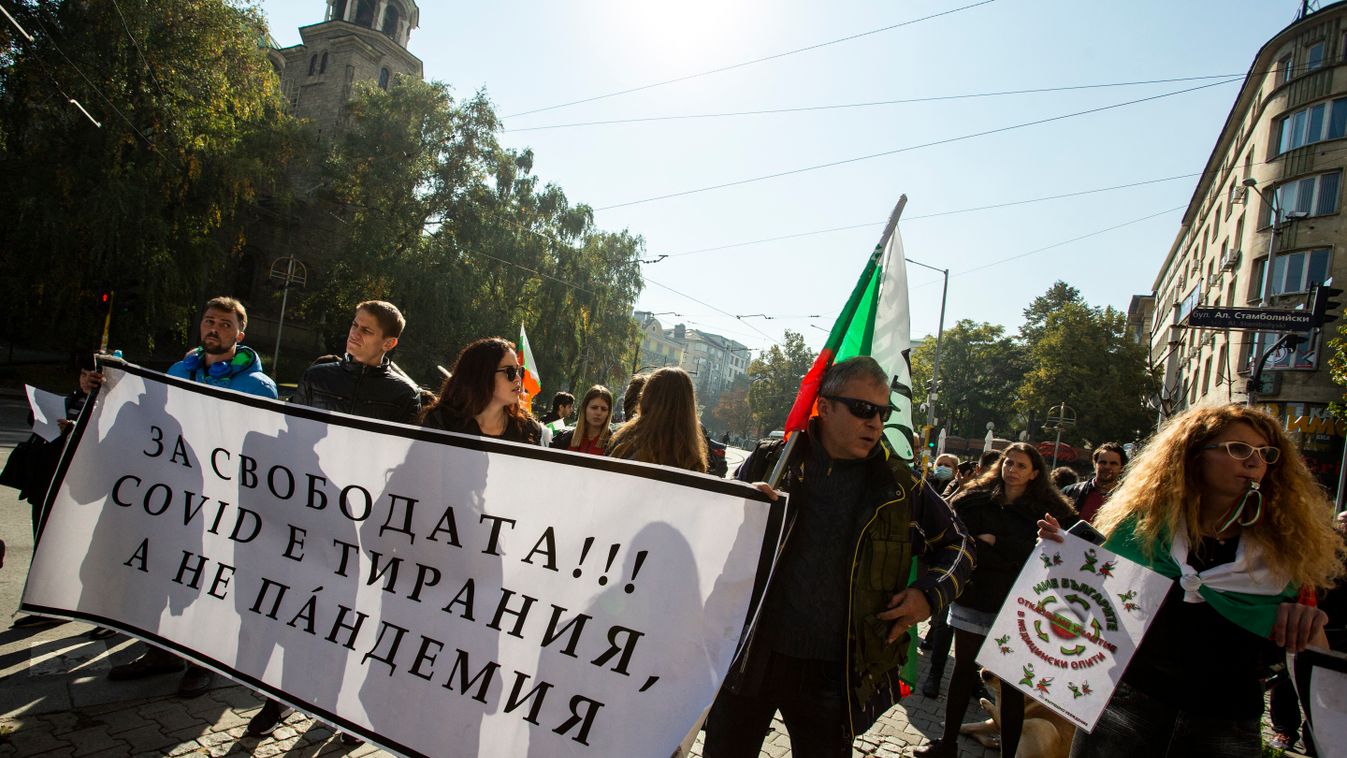 Bulgária tüntetés
Protest Against New COVID-19 Restrictions In Bulgaria