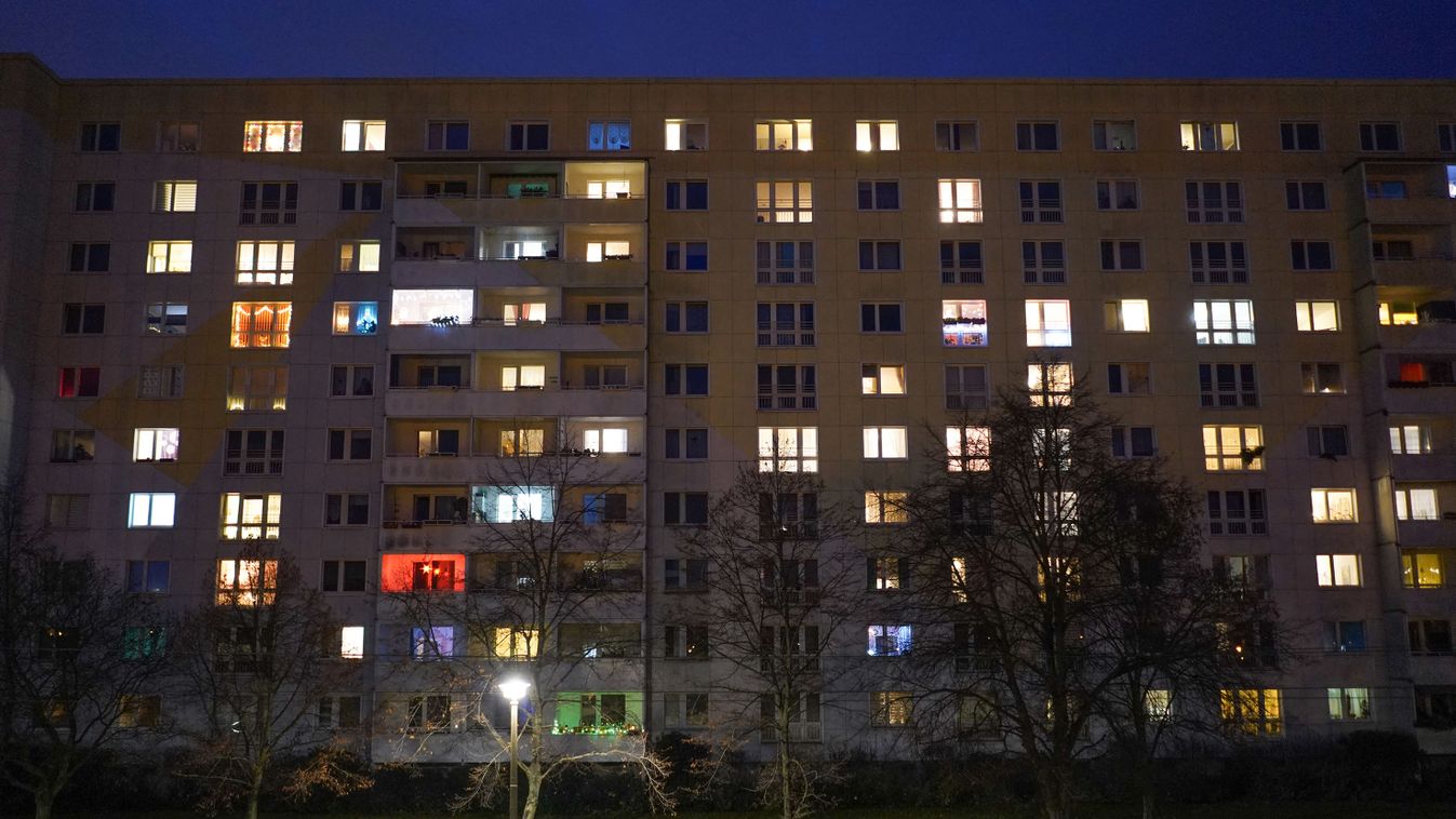 Apartment house in the evening
