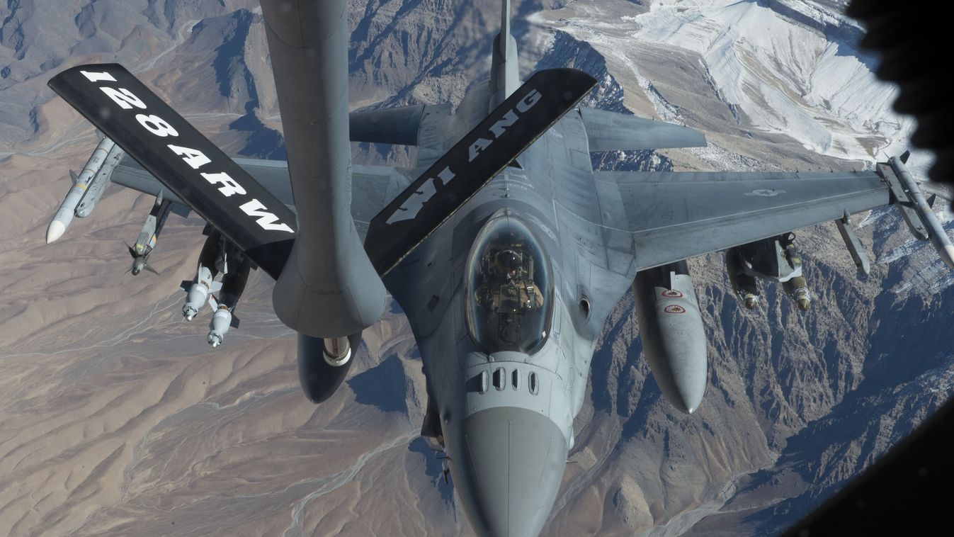 KC-135 refuels F-16s over the skies of Afghanistan