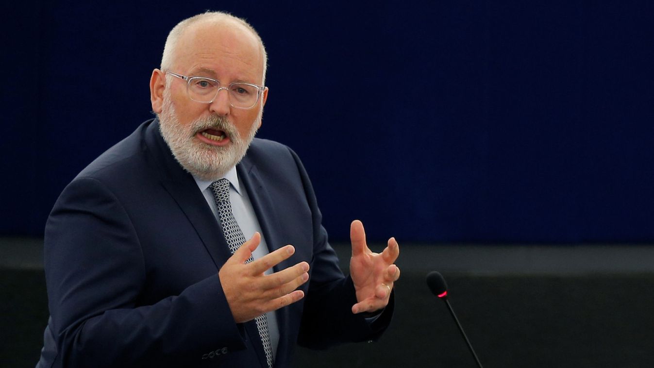 European Commission First Vice-President Timmermans delivers a speech during a debate on the Future of Europe at the European Parliament in Strasbourg