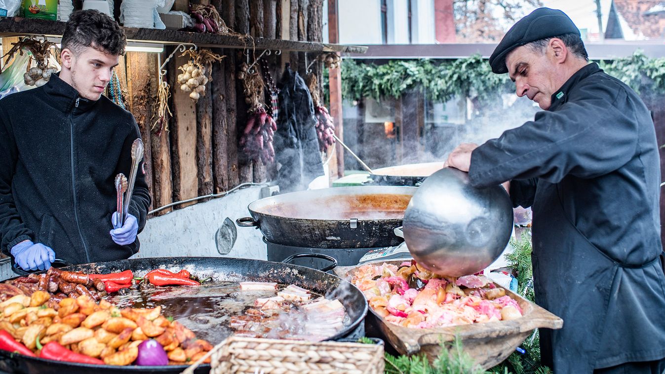 Traditional Romanian food in Bran market, Transylvania, Romania