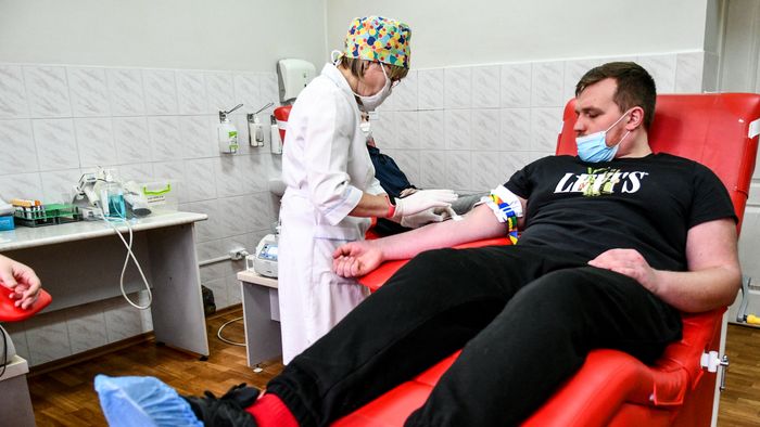 Blood center in Zaporizhzhia, Ukraine