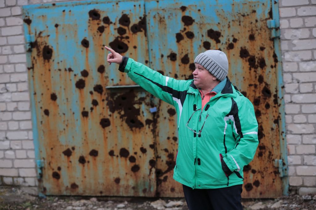 Destroyed buildings allegedly targeted by shelling in Donetsk