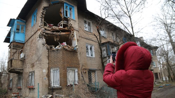 Destroyed settlements in Donetsk due to armed conflict between Russia, Ukraine