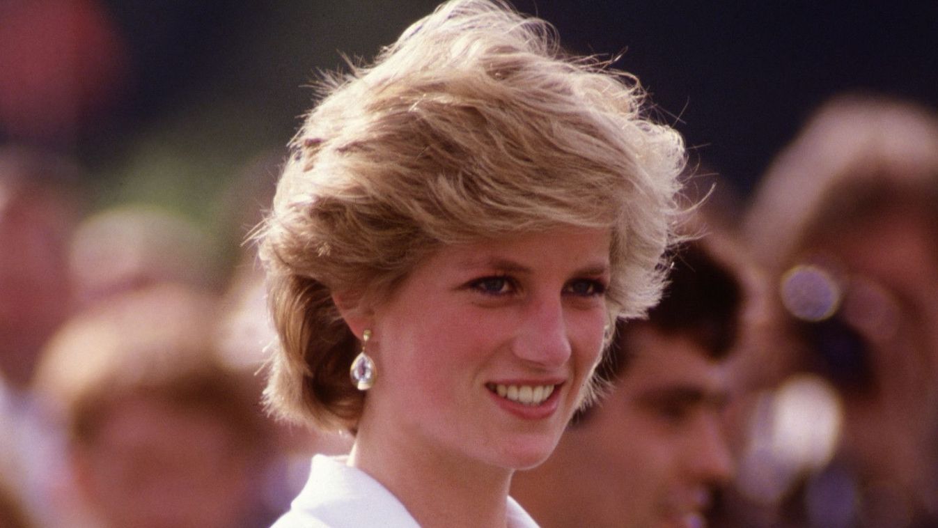 Diana Princess of Wales watches Prince Charles playing polo
