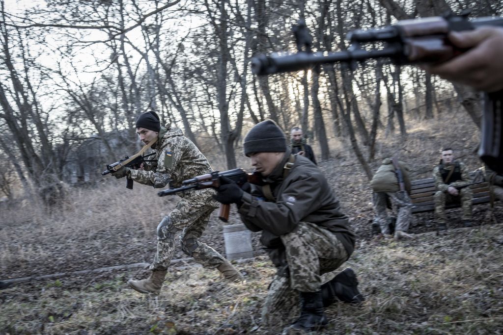 Volunteers' military training in Kyiv