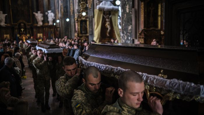 Funeral of Ukrainian soldiers killed due to ongoing Russian attacks in Ukraine