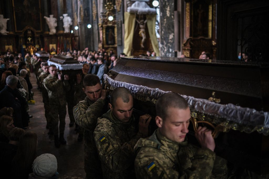 Funeral of Ukrainian soldiers killed due to ongoing Russian attacks in Ukraine