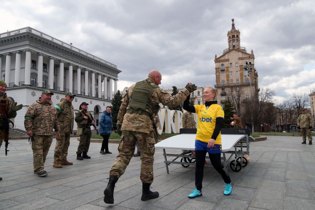 Territorial Defence Soldiers Play Teqball In Kyiv