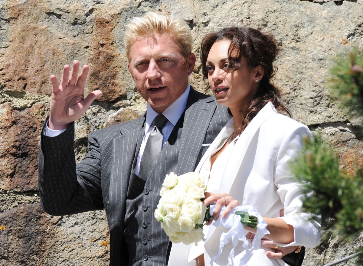 Boris Becker and Sharlely ?Lilly? Kerssenberg after their civil wedding in St. Moritz