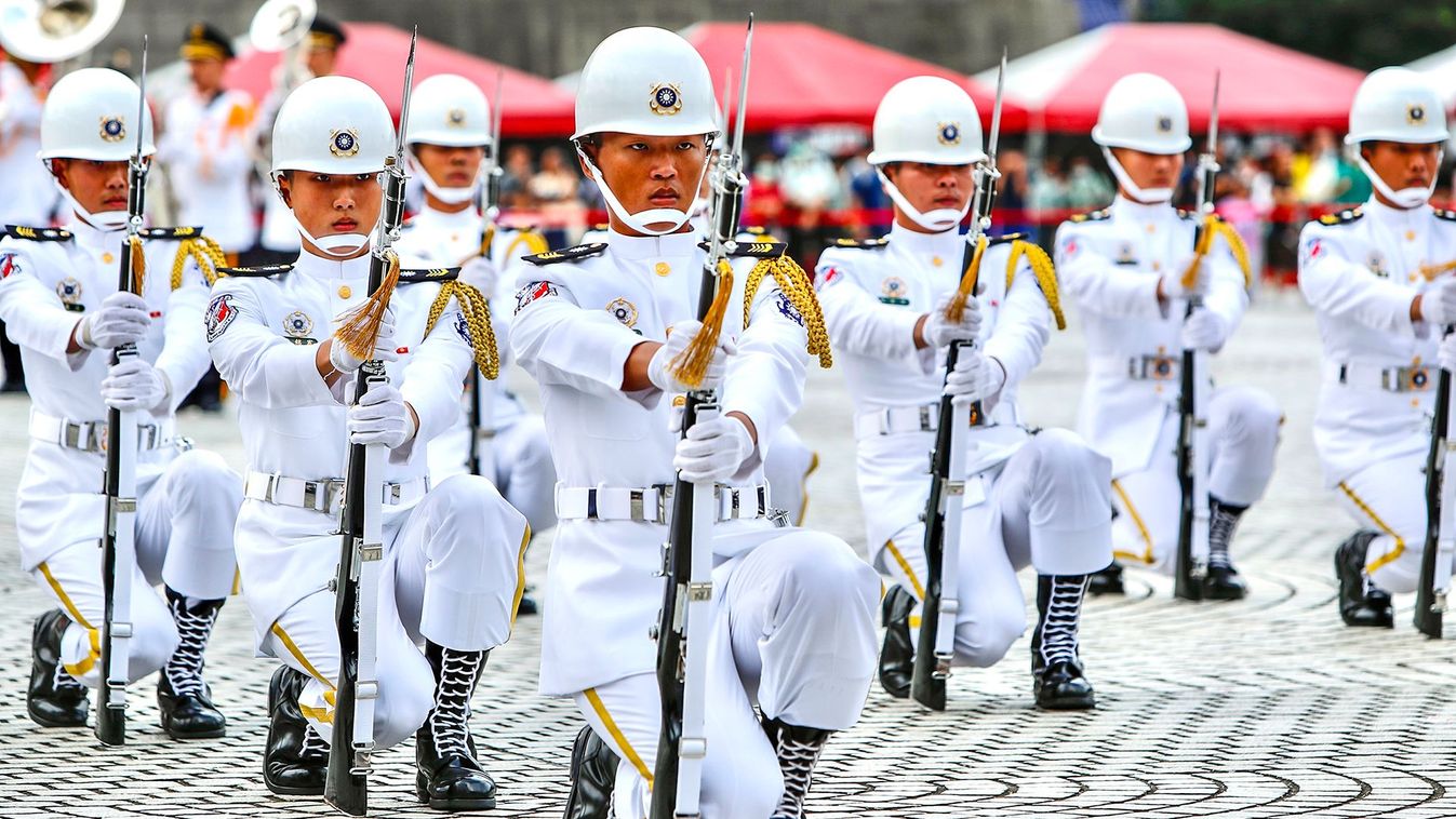 Taiwan: Tri-Service Honour Guards Perform during patriotic promotion event