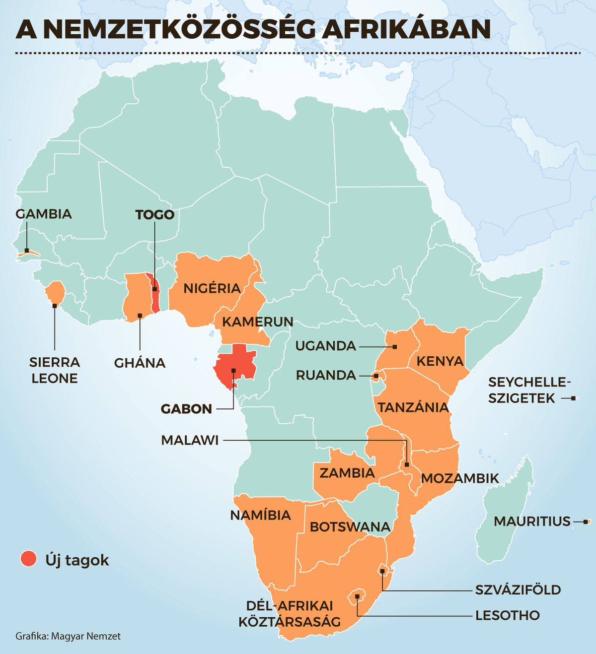 A Nemzetközösség Afrikában térkép.