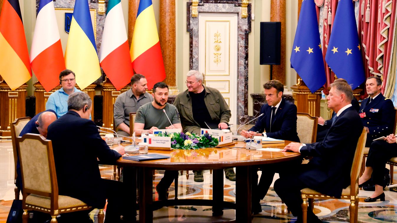 MACRON, Emmanuel; DRAGHI, Mario; SCHOLZ, Olaf; ZELENSZKIJ, Volodimir; IOHANNIS, Klaus