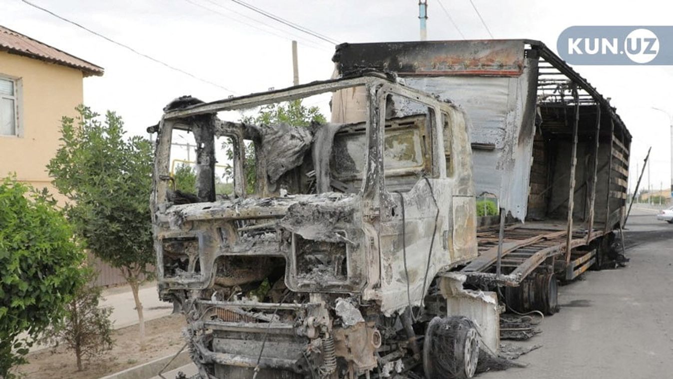 Karakalpakstan
A view shows a truck which was burnt during protests in Nukus, capital of the northwestern Karakalpakstan region