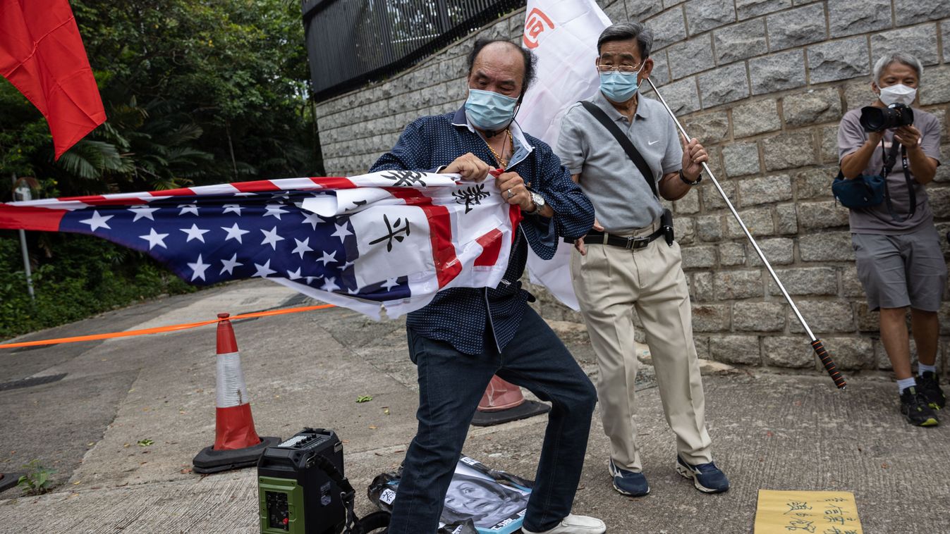 Protesters at the US Consulate on Speaker Nancy Pelosi's visit