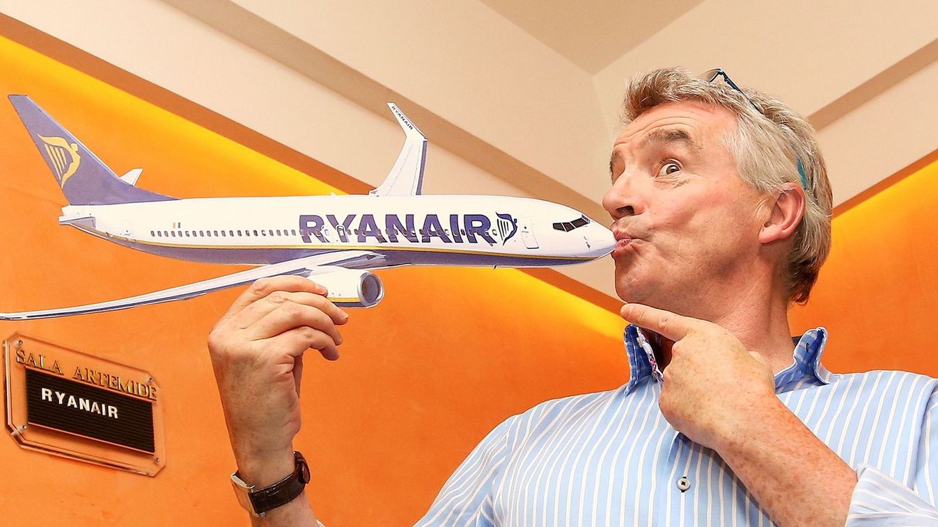 Ryanair CEO Michael O'Leary poses following a news conference in Rome