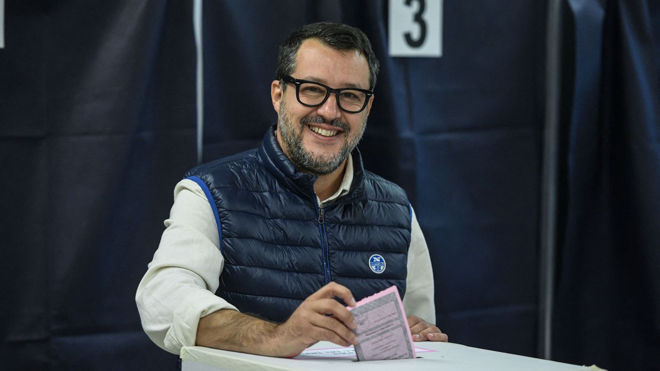 Matteo Salvini, leader of Lega party, casts his vote during general elections in Milan, Italy