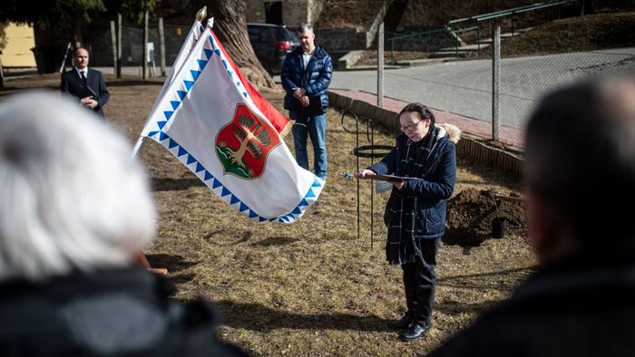 Somoskőújfalu, Nagy Mari színművésznő az almafa elültetésén