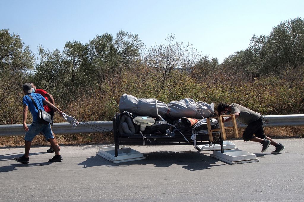 Refugees In The New Refugee Camp In Lesbos Island