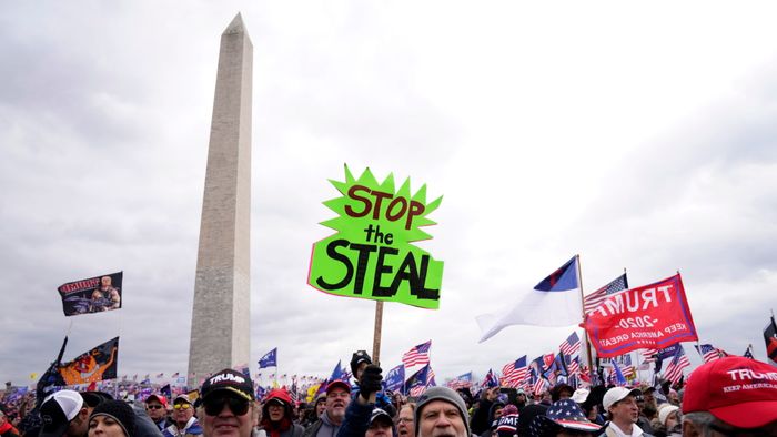 Supporters of President Trump gather ahead of the 'Stop the Steal' rally in Washington DC