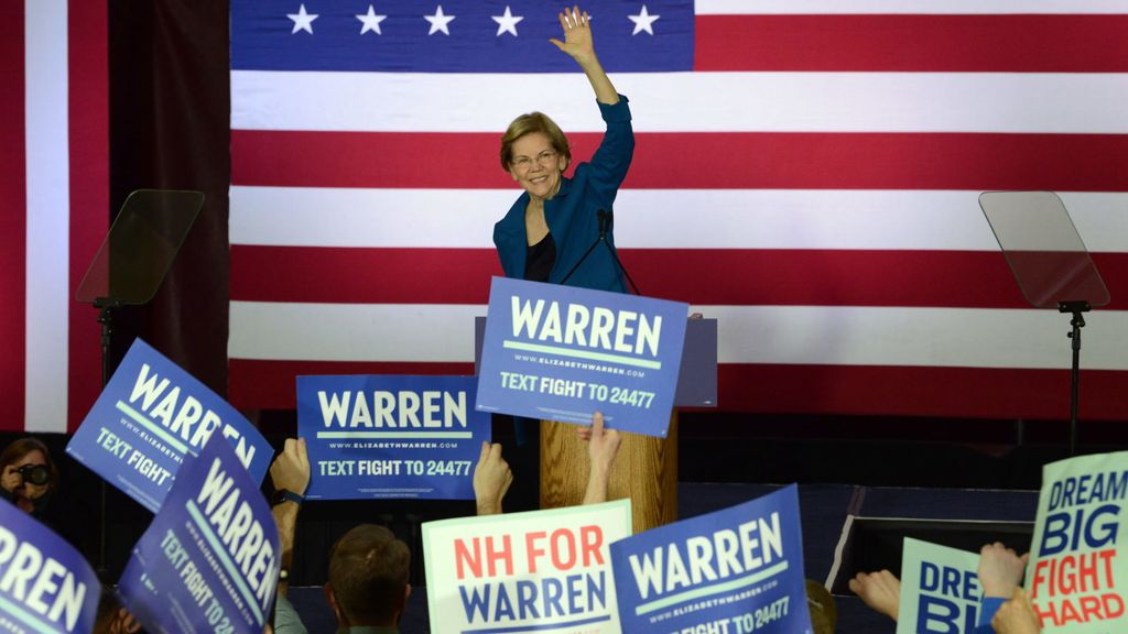 Democratic candidate for US President, Senator Elizabeth Warren primary night rally