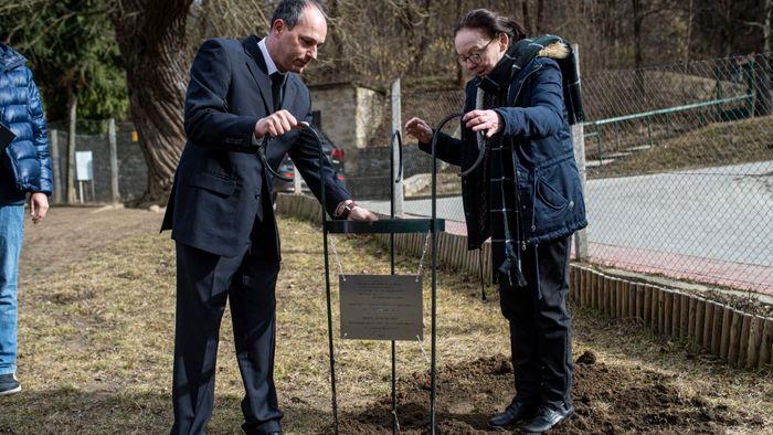 Somoskőújfalu, Nagy Mari színművésznő és Tóth László polgármester elültetik az almafát