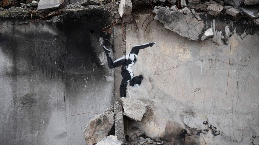 Banksy-graffitiket találtak az ukránok által visszafoglalt városban