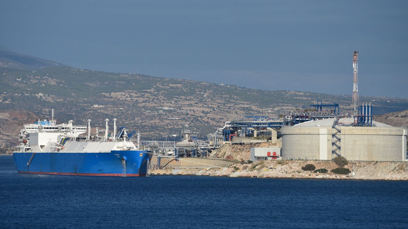 LNG Tanker From Russia In Revithoussa LNG Facilities In Greece